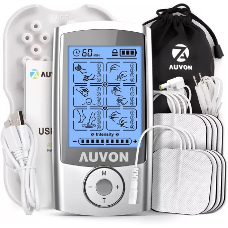 AUVON TENS 4e Gén. - 24 Modes, 8 Électrodes Premium