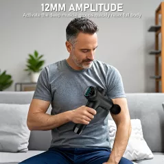 RAEMAO Deep Tissue Massage Gun — 8 heads, 10 speeds for powerful muscle relief in sleek black!