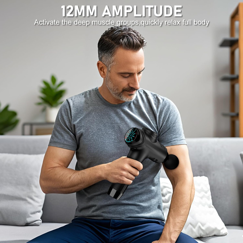 RAEMAO Massage Gun – Deep Tissue Muscle Massager with 8 Heads & 10 Speeds