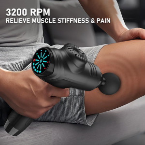 RAEMAO Deep Tissue Massage Gun — 8 heads, 10 speeds for powerful muscle relief in sleek black!