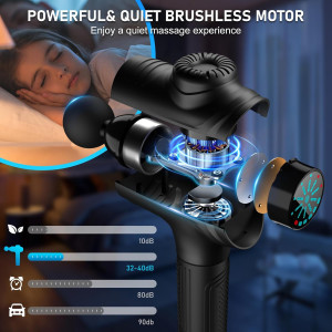 RAEMAO Deep Tissue Massage Gun — 8 heads, 10 speeds for powerful muscle relief in sleek black!