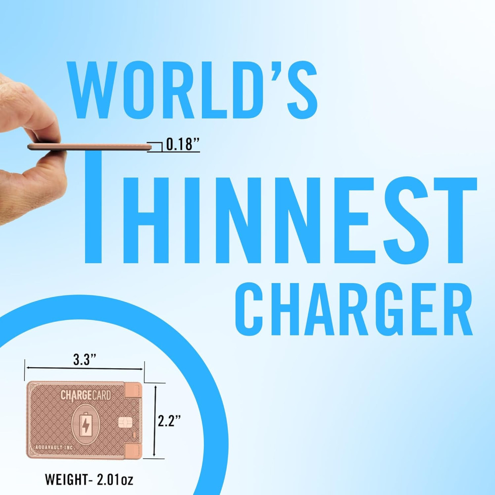 AquaVault Slim Powerbank 2300mAh Fast Charge USB-C Rose Gold Wallet Fit