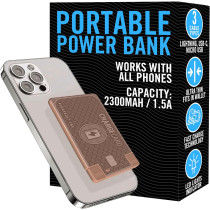 AquaVault Slim Powerbank 2300mAh Fast Charge USB-C Rose Gold Wallet Fit