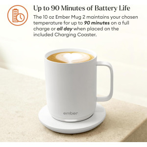 Ember Smart Mug 2 - 10 oz App-Controlled Heated Coffee Mug, White