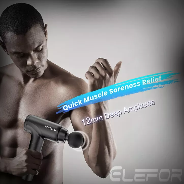 Pistolet de Massage Percussion: Soulagement Musculaire Profond, 8 Têtes, 20 Vitesses, Noir Mat