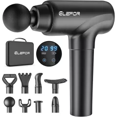 Pistolet de Massage Percussion: Soulagement Musculaire Profond, 8 Têtes, 20 Vitesses, Noir Mat