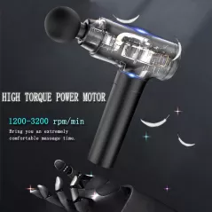 Pistolet de Massage Deep Tissue 8 Têtes & 20 Vitesses Noir