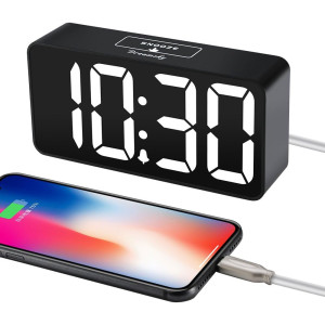 DreamSky Small Digital Alarm Clock with Large Display & USB Charging