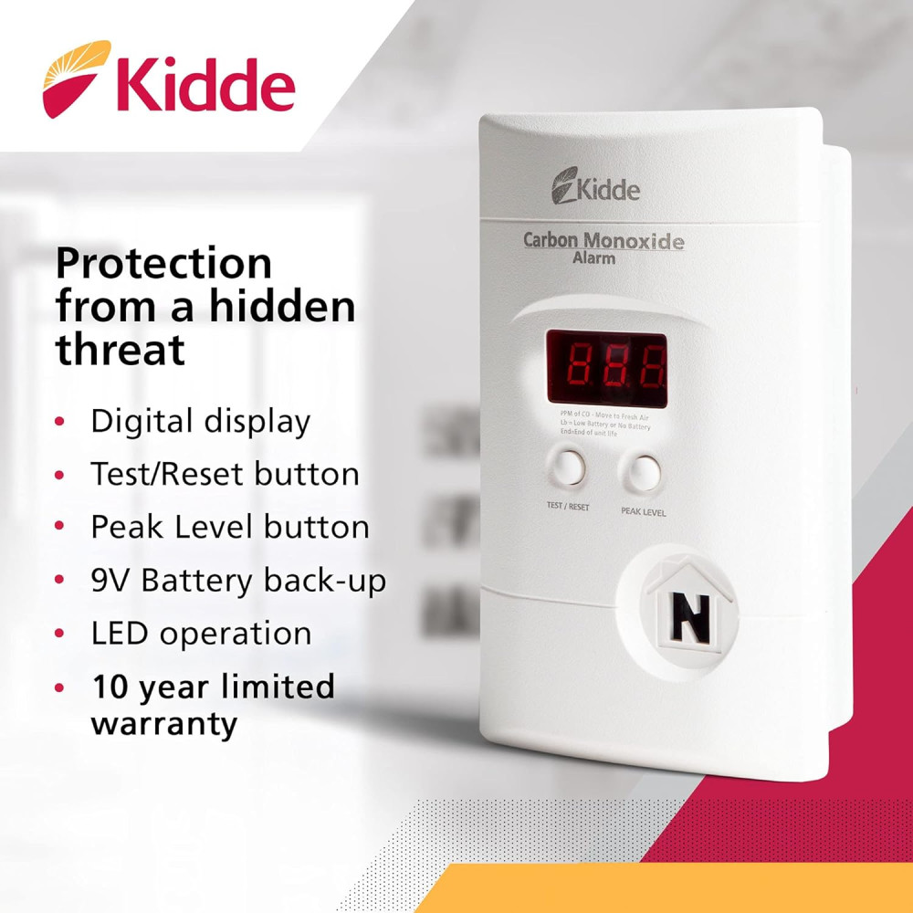 Kidde Carbon Monoxide Detector Plug-In with Battery Backup & LED Display