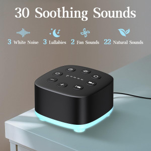 Meditation White Noise Machine: 30 Sounds, 32 Volumes, Night Light
