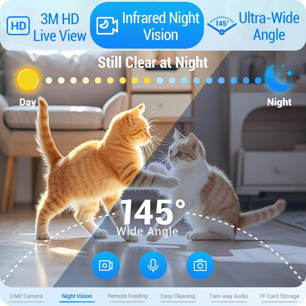 Automatic Cat Feeder with 2K Camera & 7L Storage - 5G WiFi, Night Vision