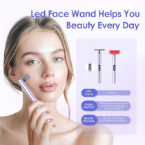 LED Face Wand Light - Red Light Therapy Facial & Neck Massager (Purple)