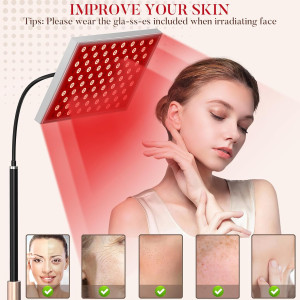 Red Light Therapy Panel with Stand - 660nm & 850nm LED for Face & Body