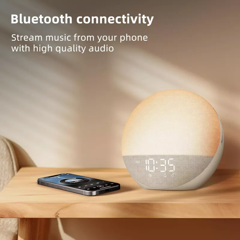 Réveil Lumière Naturelle Sunrise avec Sons Relaxants & Bluetooth