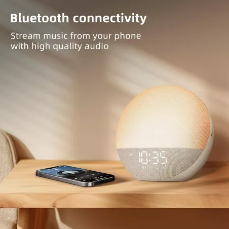 Réveil Lumière Naturelle Sunrise avec Sons Relaxants & Bluetooth
