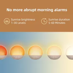 Réveil Lumière Naturelle Sunrise avec Sons Relaxants & Bluetooth