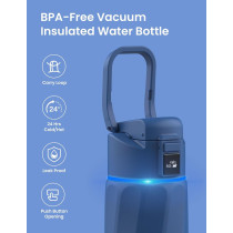 Smart 24oz BPA-Free Water Bottle with Drink Reminder & App - Blue