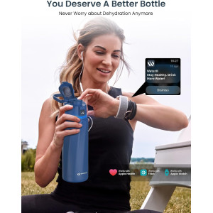 Smart 24oz BPA-Free Water Bottle with Drink Reminder & App - Blue