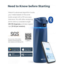 Smart 24oz BPA-Free Water Bottle with Drink Reminder & App - Blue