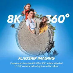 Insta360 X5 : Caméra 8K 360° Étanche, Stabilisation AI