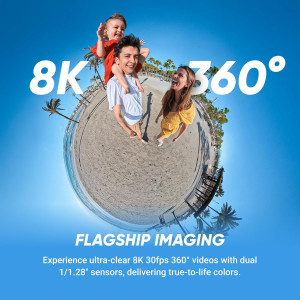 Insta360 X5 : Caméra 8K 360° Étanche, Stabilisation AI