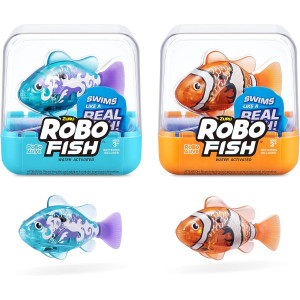 Robo Alive Robotic Fish 2-Pack Teal & Orange – Color Changing, Water Activated