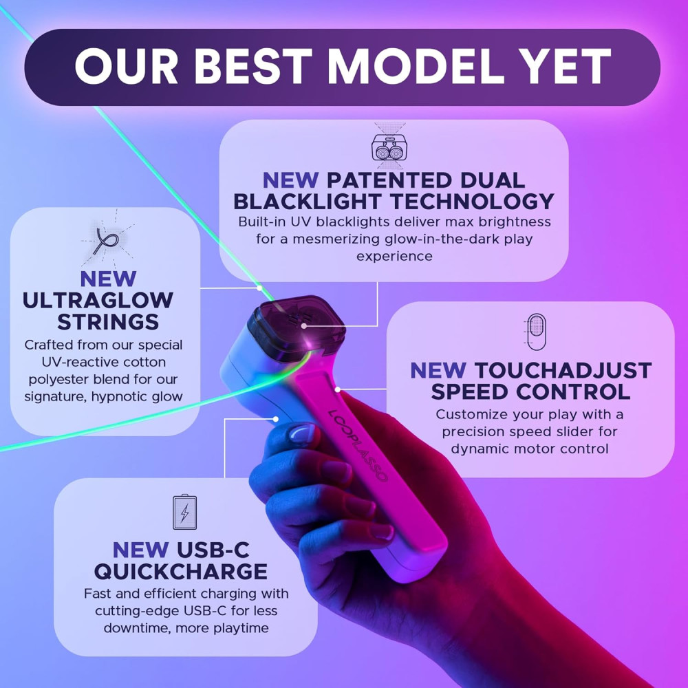 NANO Glow-in-the-Dark String Shooter with UV Blacklight – STEM Toy & Rave Gadget
