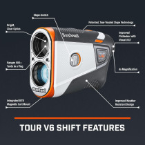 Bushnell Golf Tour V6 Shift Laser Rangefinder - 1300Y, Slope & Mag Mount