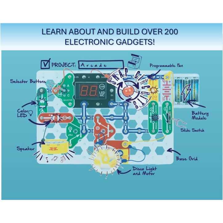 Snap Circuits Arcade: Kit Électronique STEM - 200+ Projets Amusants & Éducatifs pour Enfants 8+ Snap Circuits Arcade: Kit Électronique STEM - 200+ Projets Amusants & Éducatifs pour Enfants 8+