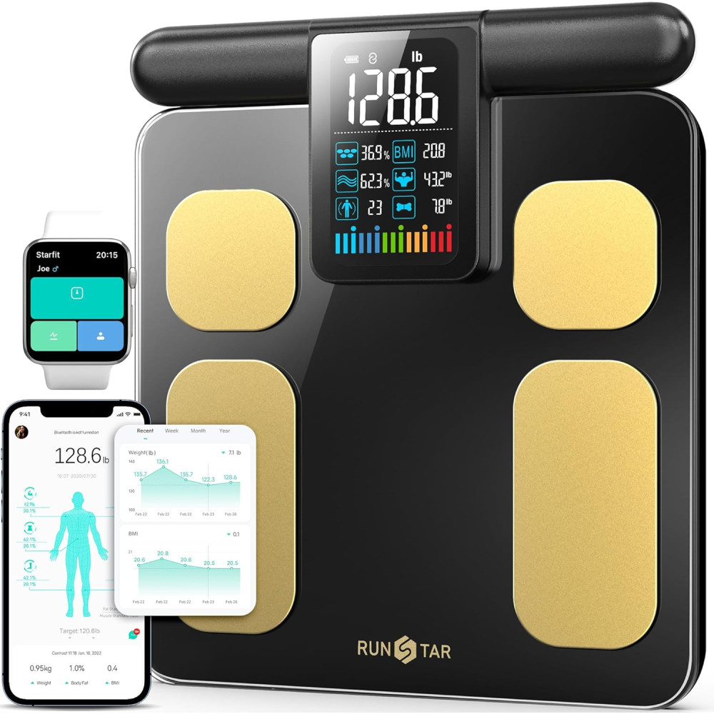 RunSTAR Smart Body Scale with 8 Electrodes – BMI & Fat % Measurement
