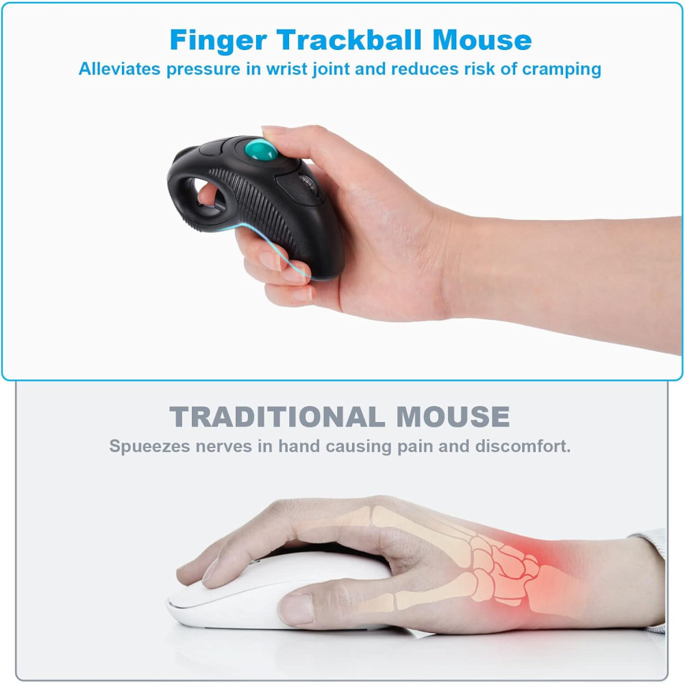 Welspo Wireless USB Finger Trackball Mouse with Laser Pointer
