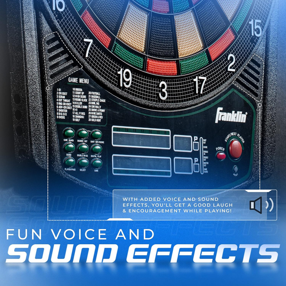 Franklin Sports Electronic Dart Board Set - Soft Tip, Digital Scoreboard