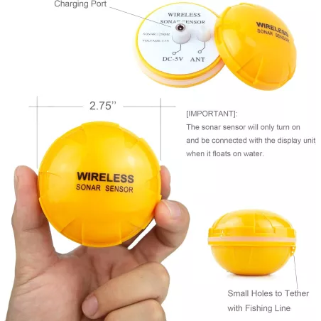 Détecteur de Poissons Portable Sans Fil avec Écran LCD Couleur