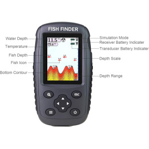 Portable Wireless Fish Finder with Sonar, Depth, Temp & Color LCD Display
