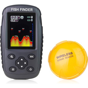 Portable Wireless Fish Finder with Sonar, Depth, Temp & Color LCD Display