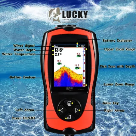 Détecteur de Poisson Portable LUCKY: Sonar Filaire, Écran Couleur, Idéal Kayak & Bateau!