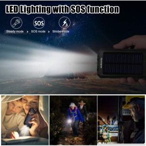 20000mAh Solar Charger Power Bank - Waterproof Outdoor USB C Battery Pack