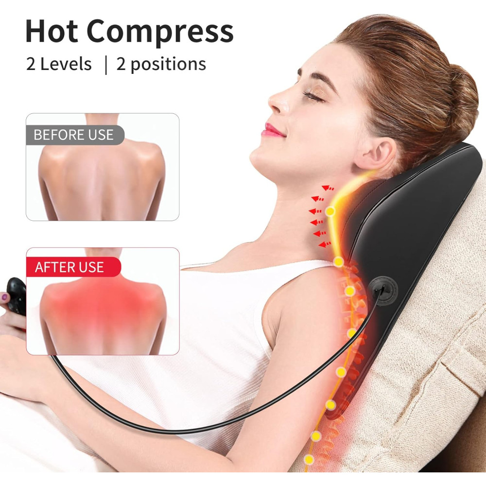 Boriwat 3D Back Massager with Heat – Deep Tissue Pain Relief Pillow