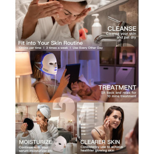 NEWKEY LED Face Mask Therapy for Wrinkles & Acne, 150 LEDs, Auto Off