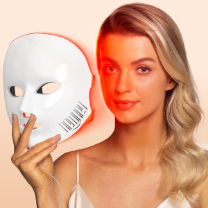 NEWKEY LED Face Mask Therapy for Wrinkles & Acne, 150 LEDs, Auto Off