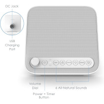 Pure Enrichment Wave Sleep Sound Machine with USB Charger & Auto-Off Timer
