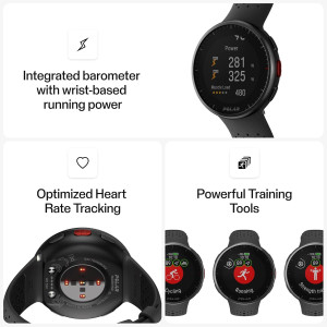 POLAR Pacer Pro : Montre GPS Fitness Ultra-Légère Gris-Noir