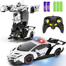 FDJ 1:18 Remote Control Transforming Police Car Robot Toy with Lights