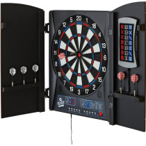 Fat Cat Mercury Electronic Dartboard with Cabinet, Dual Color Display & Dart Storage