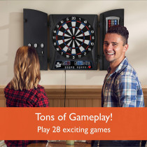 Fat Cat Mercury Electronic Dartboard with Cabinet, Dual Color Display & Dart Storage