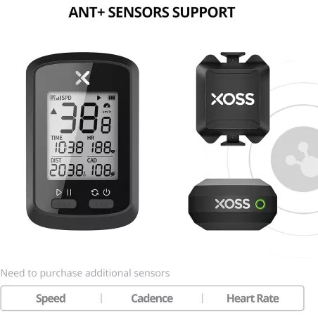 XOSS G+ GPS Vélo Bluetooth ANT+ Étanche Compatible Tous Vélos