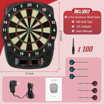 Electronic Dart Board Soft Tip 40 Games, LED Display, 6 Darts & Tips