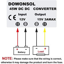 NW DC 12V to 15V 3A Voltage Converter Regulator Waterproof Boost Transformer