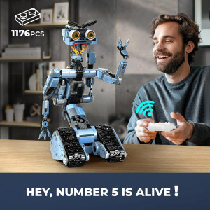 1176-Piece Johnny 5 Robot Building Set with Remote Control – Ideal Gift