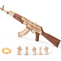ROKR 3D Wooden AK47 Puzzle Model – DIY Rubber Band Gun Kit for Adults
